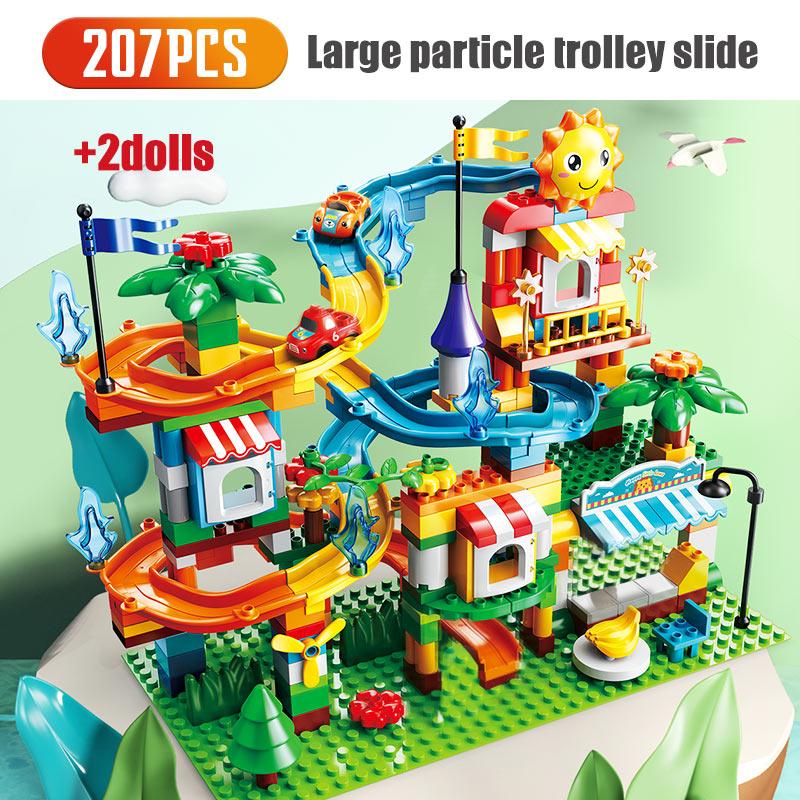171-269PCS Marble Race Run Big Size Block Building Blocks Funnel Slide Blocks DIY Educational Big Brick Toys For Children Gift