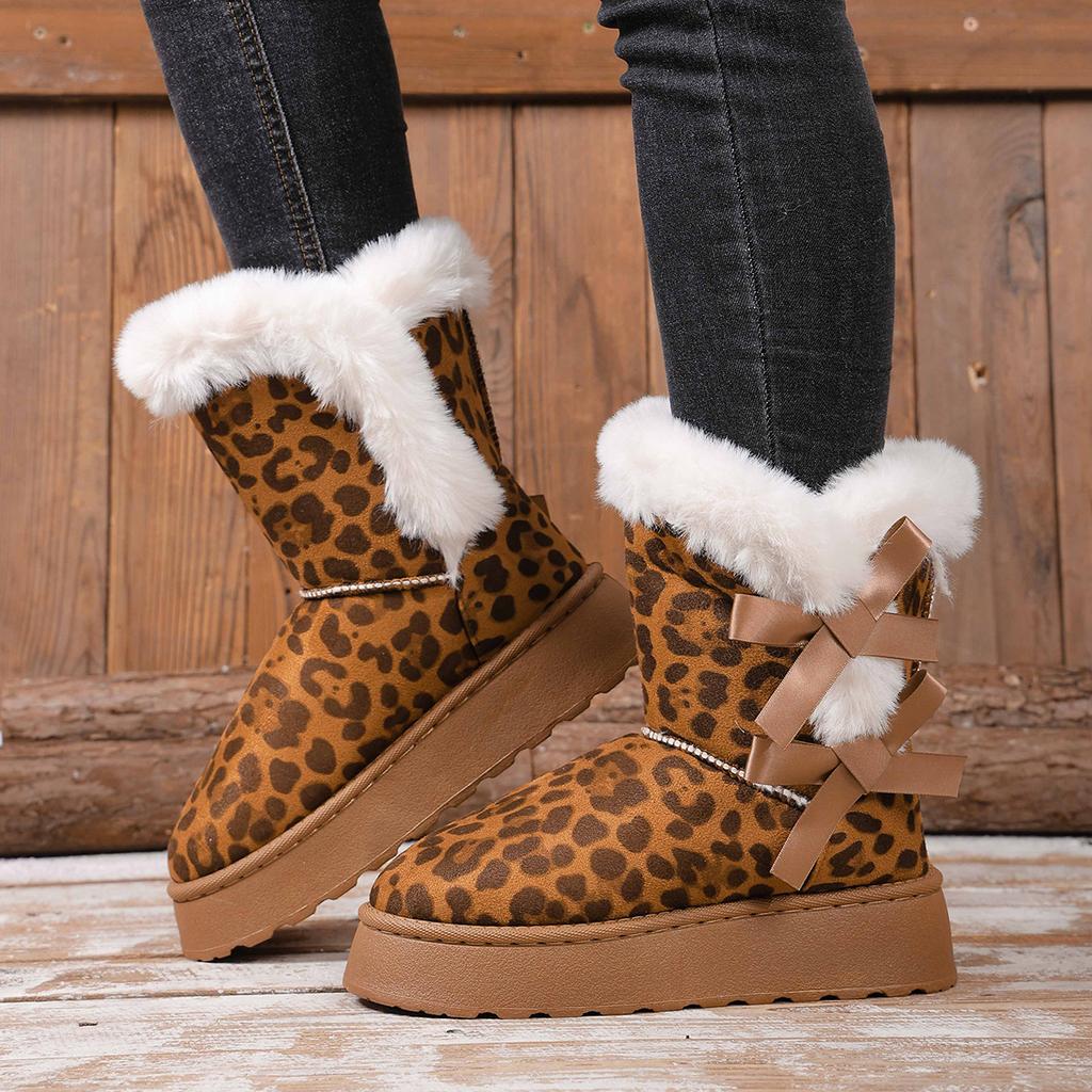 Außenhandel große Größe Schleife Schneestiefel neue Winter grenzüberschreitende Freizeit dicksölig aufgeraut verdickt warme Baumwollschuhe