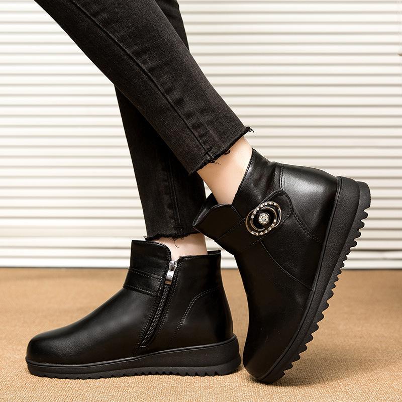 Winter leather velvet warm cotton shoes casual outdoor snow boots cotton shoes