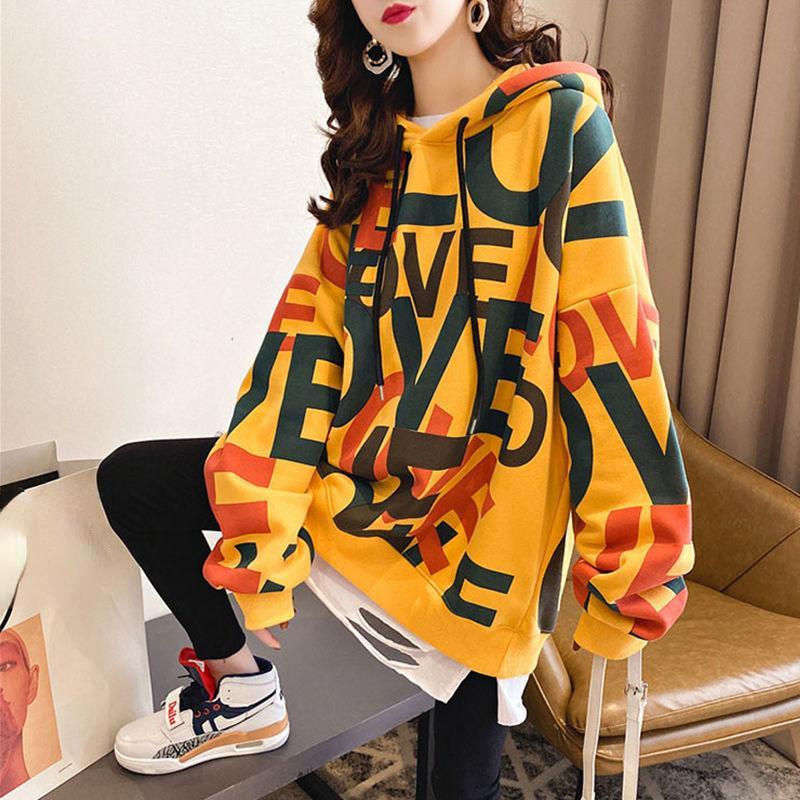 

Женская толстовка с буквенным принтом, пуловер с капюшоном, модные повседневные толстовки с капюшоном, женская одежда