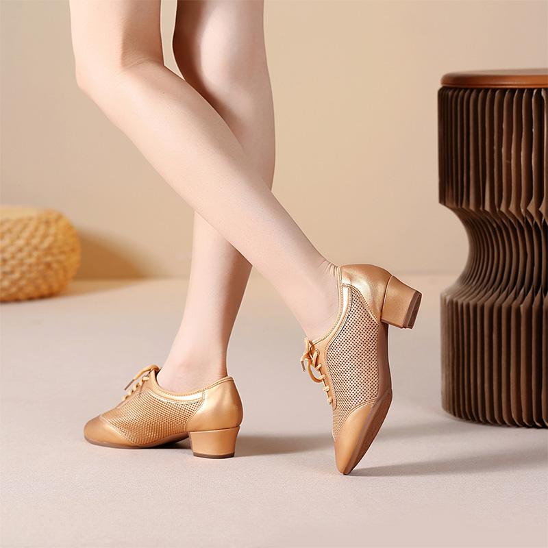 Scarpe da Danza Latina in Rete da Donna Scarpe da Insegnante Sneakers da Jazz Altezza Tacco 3,5 cm