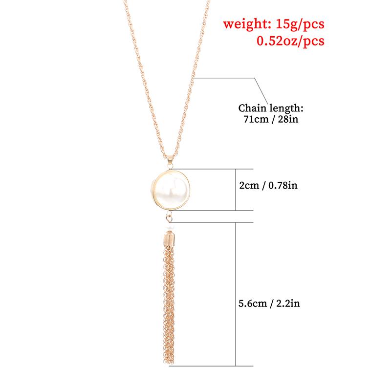 Simple Knotted Tassel Long Necklace Sweater Chain Popular Pearl Women'S Pendant