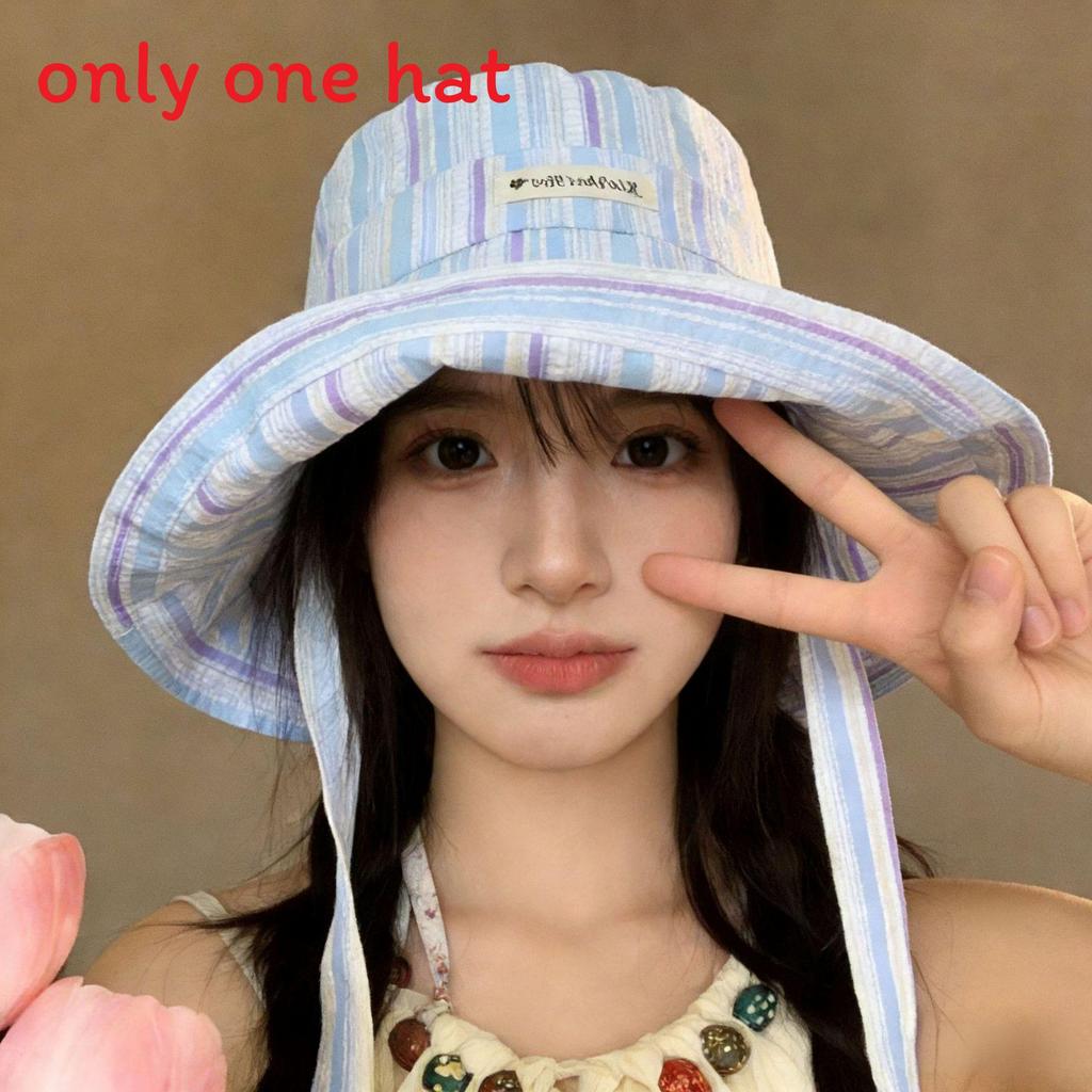 

Summer Cute Bucket Hat With Wide Brim Sun Protection For Women On Vacation синій