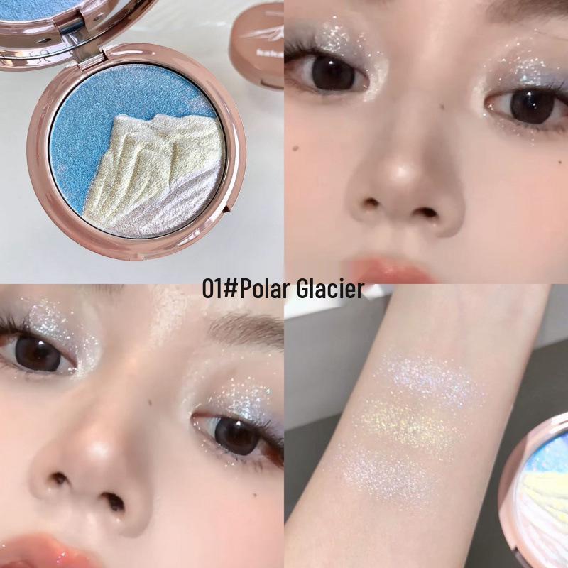 Kakashow Rizhao Golden Mountain Dewy Highlighter: Natural, Lively, Glittery & Waterproof Face Brightener and Contour Enhancer