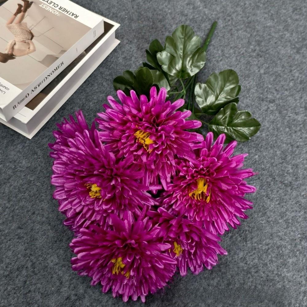 New 7 Heads Artificial Chrysanthemum Polychrome Large Fake Flower Anti-fading DIY Chrysanthemum Bouquet Home Decor