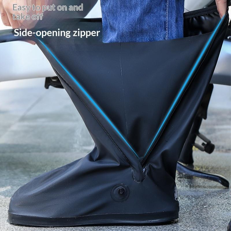 Couvre-bottes de pêche d'extérieur pour adultes à tige haute Bandes réfléchissantes Antidérapant Résistant à l'usure Couvre-chaussures portables Pour chaussures de pluie