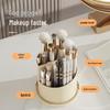 Rotating Transparent Desk Makeup Brush & Pen Organizer with Dustproof Push-Pull Lipstick Holder