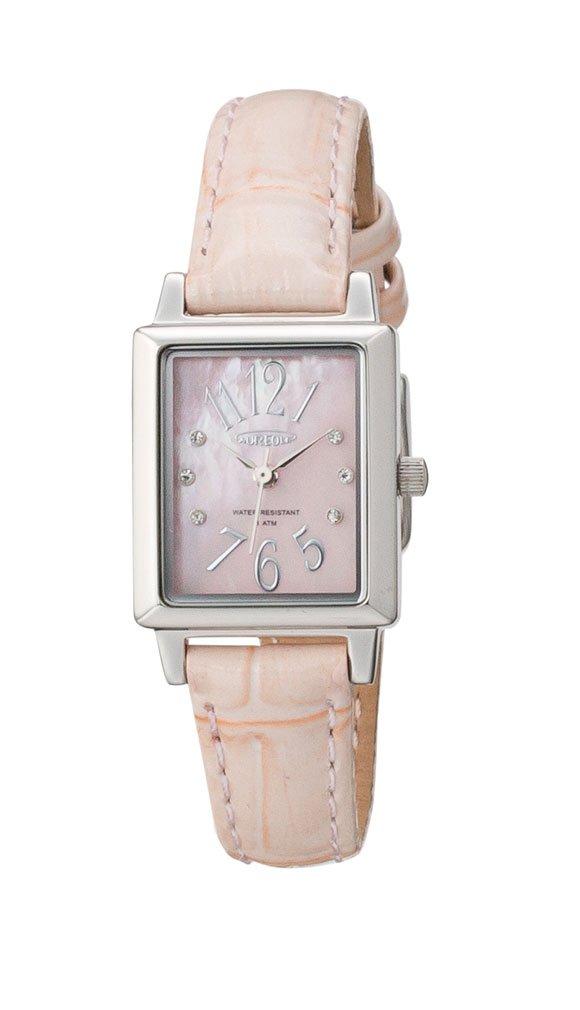 

AUREOLE японские квадратные кварцевые женские часы с кожаным ремешком SW-590L-G