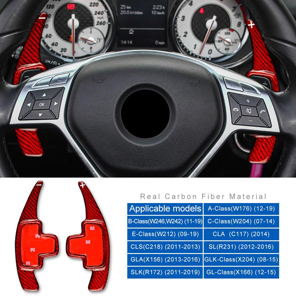 

Накладки на подрулевые лепестки из настоящего жесткого углеволокна для Mercedes Benz A B Class W204 W447 W176 W246 MB SLK R172 CLA C117 GLA X156 красный