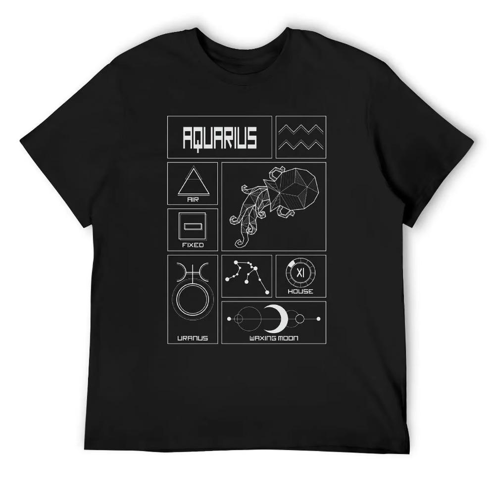 Aquarius Twelve Constellation (9) T-shirt Crewneck Move  Funny Vintag Tees Creative Fitness Eur Size