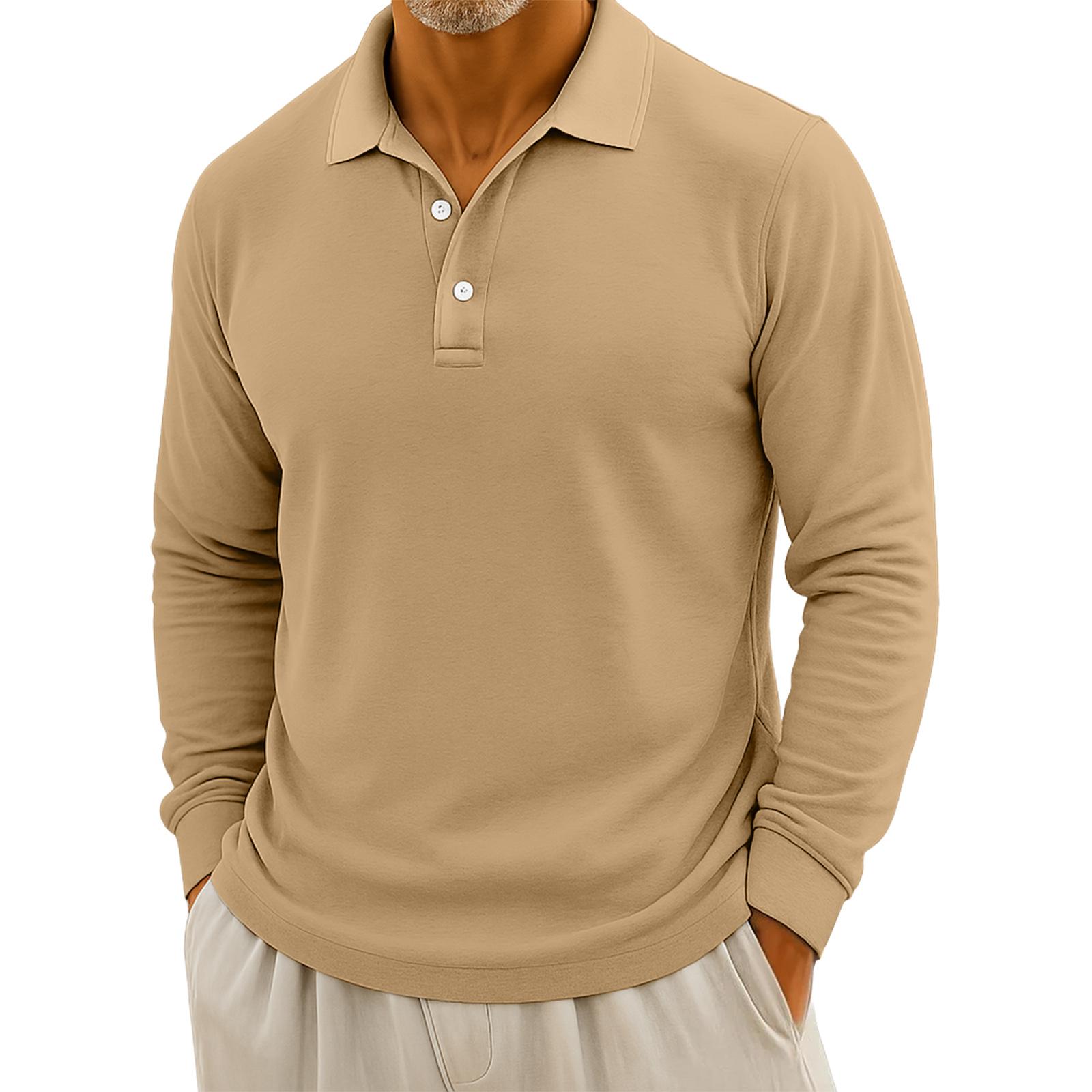 

Мужской повседневный однотонный топ с длинным рукавом на пуговицах XXXXL жёлтый