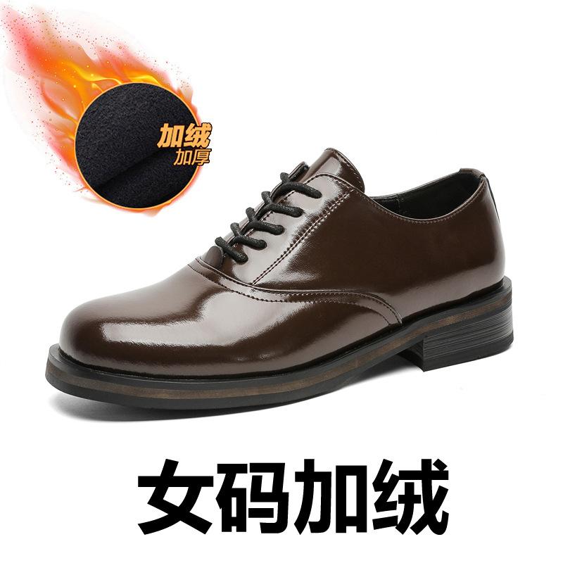2025 new platform derby shoes men's and women's British commuter shoes business dress casual leather shoes 14643-R