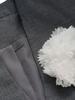 Spring 26 Grey Mixed Color Cinched Waist Dress with Brooch Decoration