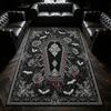 Gothic Coffin Rose Bat Area Rug Vintage Blood Floral Print Non‑Slip Large Floor Mat for Halloween Spooky Living Room Home Decor