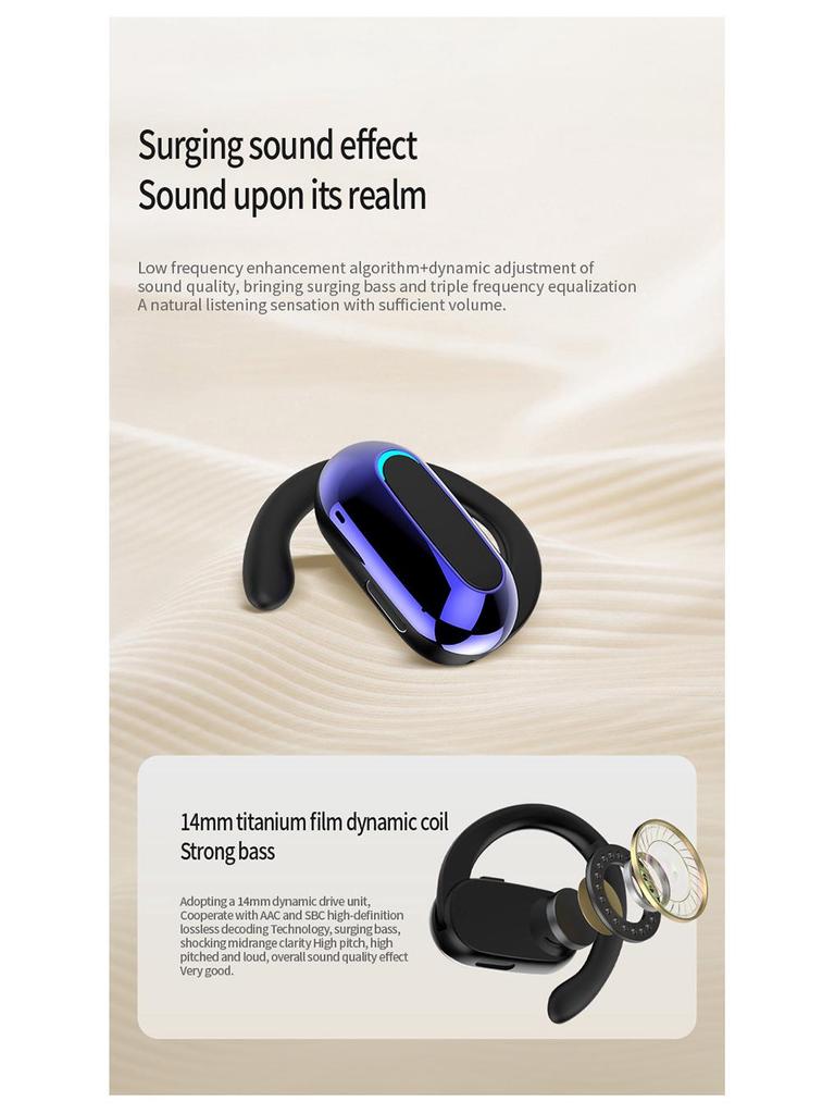 MF9 Single Ear Hook Bluetooth Earphone - Adjustable Sport & Business Design, Not In-ear.