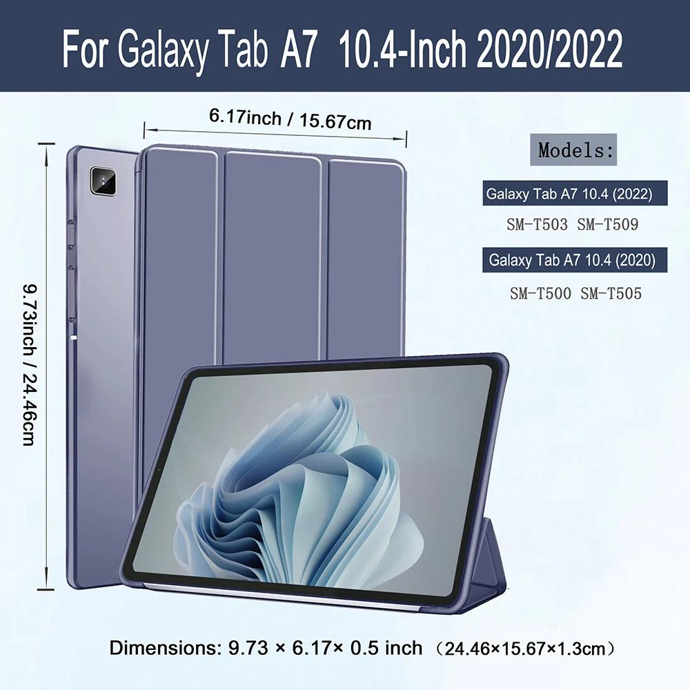 Étui pour Samsung Galaxy Tab A7 10,4'' / Couverture Magnétique en Cuir PU pour Tablette Galaxy Modèle SM-T500/T503/T505/T507 Tab A710.4 T505 T500