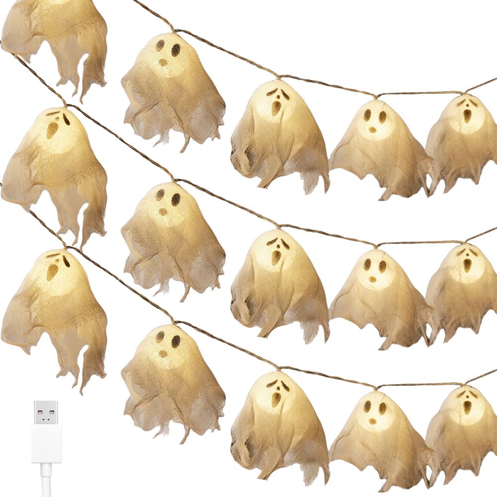 Halloween String Lights 20 LED USB Ghost Pumpkin String Light for Decor (3m Mix)