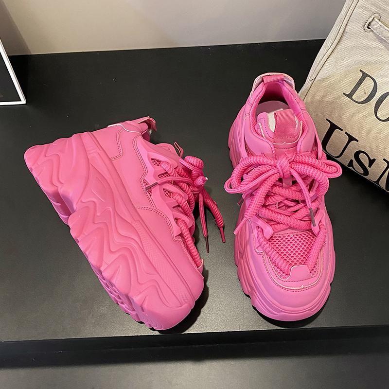 Fashion 8.5CM Women's Mesh Dad Shoes Thick Bottom Platform Sneakers New 2025 Autumn Casual High Heel Sport Shoes Breathable
