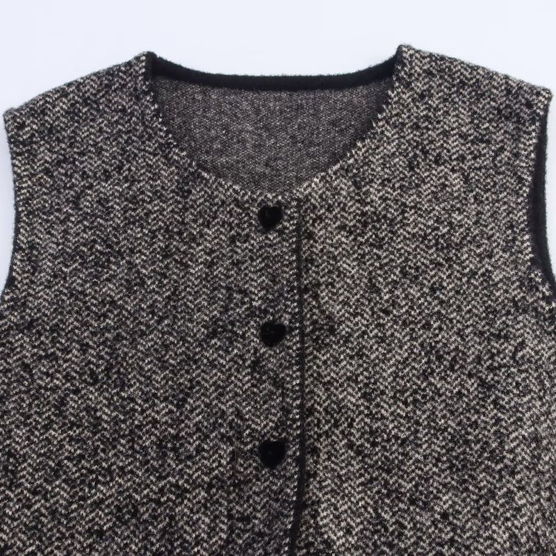 Kaslead New Women clothes Western Style Velvet Patchwork Knitted Double-sided Nylon Sleeveless Vest Vest