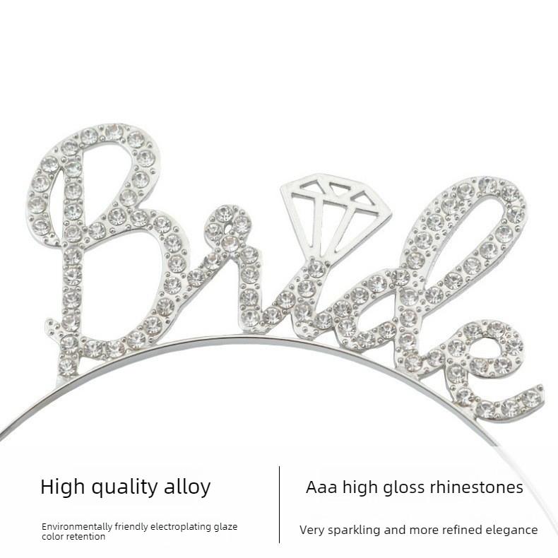 4-piece set for singles parties, including bridal headbands, shoulder straps, headbands, badges, and a set, bride to be, Wedding veil