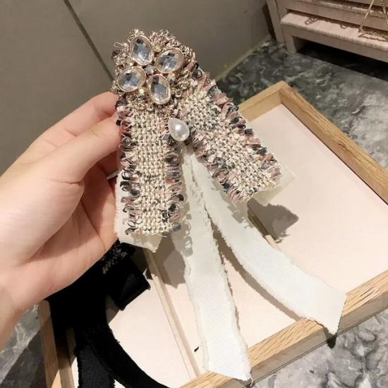 Bow Tie Small Incense Inlaid Diamond Pearl Accessories Shirt Collar Pin Brooch Collar Pin Large Bow Lace Female