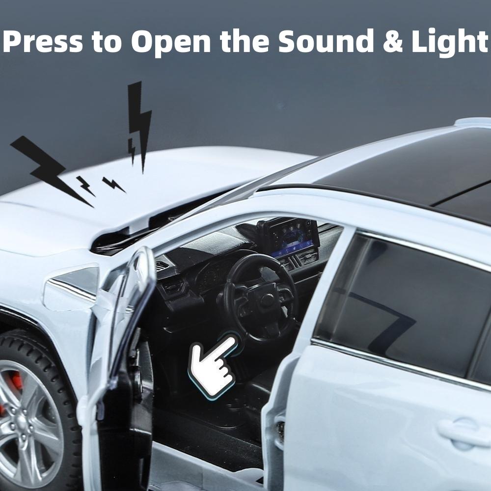 1/24 TOYOTA RAV4 SUV Sport Diecast Alloy Miniature Toy Car Model Remote Control Sound Light Pull Back Collection Gift for Boy