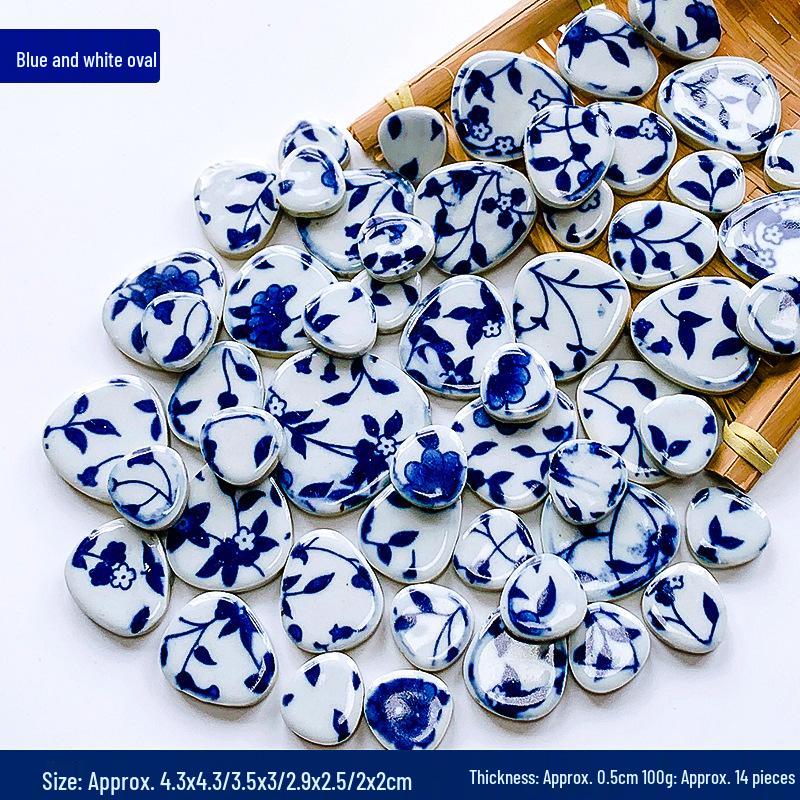 Handmade Ceramic Mosaic Art Kit: Blue & White Porcelain Pieces for Creative Parent-Child Projects