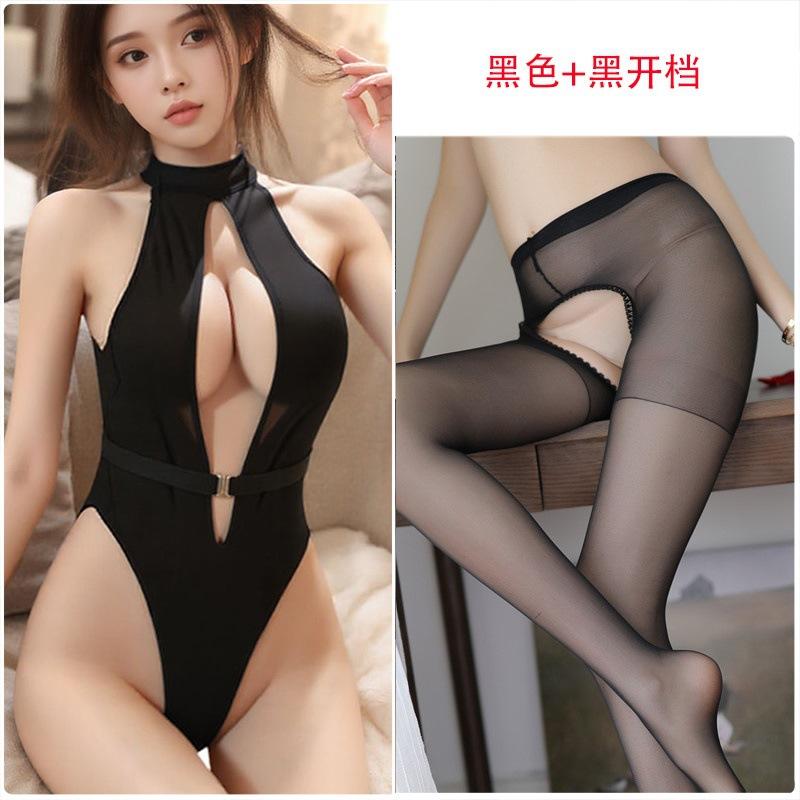Night concubine erotic underwear women's onesie ice silk seduction couple fun teasing tight flirting