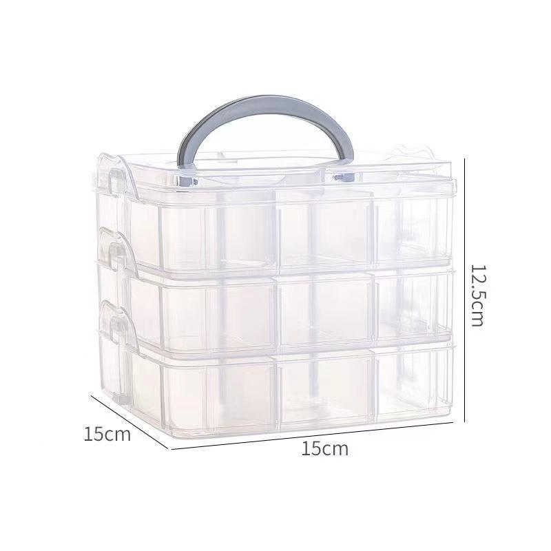 3 Layers Compartments Clear Storage Box Container Jewelry Bead Organizer Case