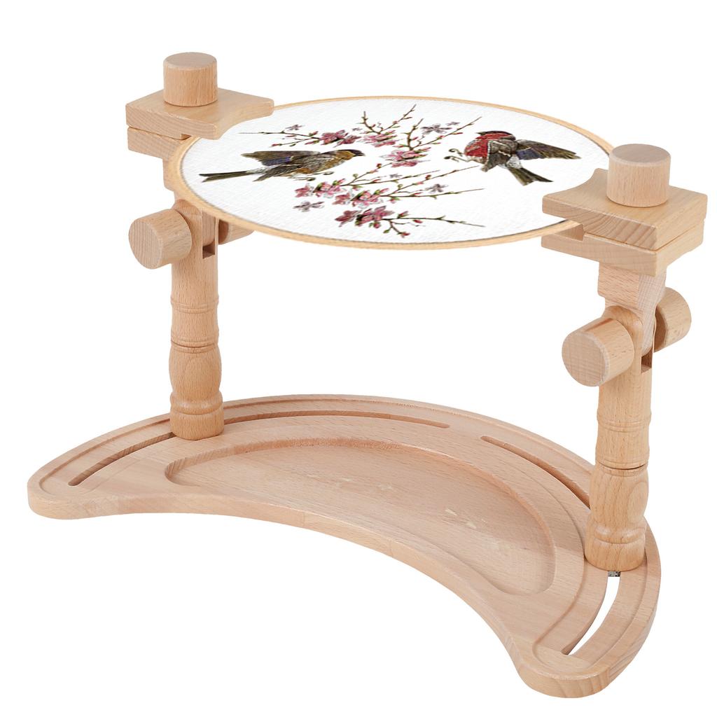 Embroidery Frame Hoop Stand Adjustable Wooden Embroidery Hoop Desktop Stand Cross Stitch Rack Frames Rings Sewing Tools Supplies