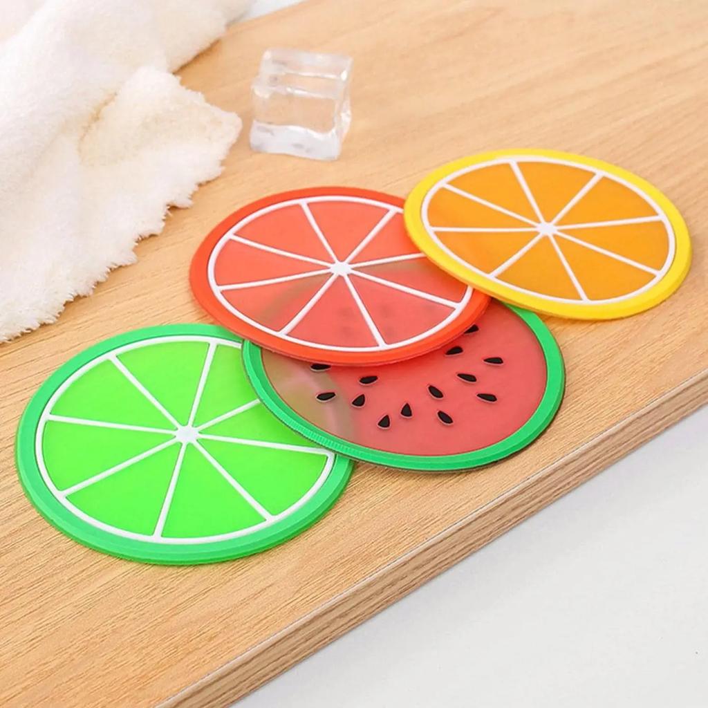 7 PCS/set Cup Mat Creative Coffee Coaster Silicone Fruit Pattern Placemat