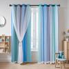 Children'S Room Curtain Double Hollow Star Punching Curtain Gradual Change Yarn Punching