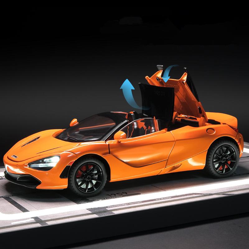 1:18 720S Alloy Sports Car Model Diecasts Metal Track Racing Car Vehicles Model Sound Light Simulation Collection Kids Toys Gift