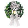 Large Artificial Lighted Christmas Wreath With Bow Ribbon Xmas Ball For Front Door Decor