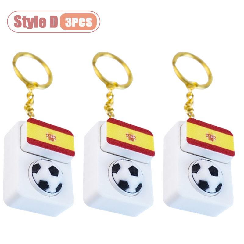 1-10PCS Soccer Fan Collectible Keychain Spinning Clicker Stress Relief Fidget Toy with Flag Pendant Memorial Gift