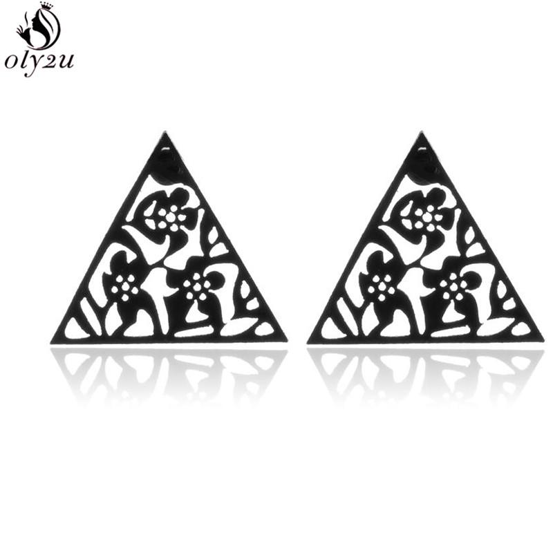 Mini Stainless Steel Geometric Earrings Black for Women Men Heart Triangle Leaf Volleyball Ear Studs Punk Piercing Pendientes