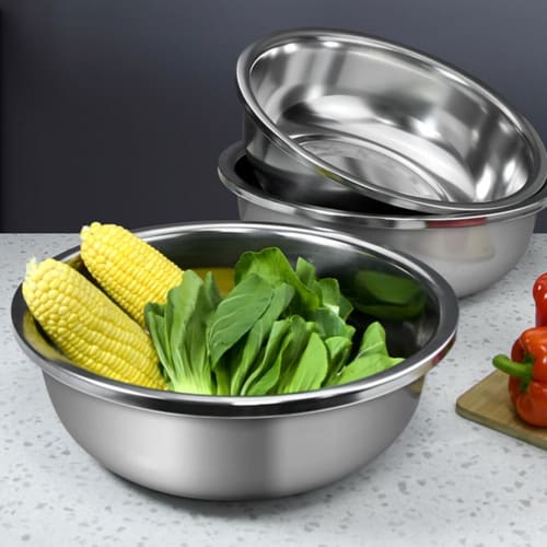 Happyyami Stainless Steel Mixing Bowls, Extra Large, Heat-Resistant, Deep Bowls, 2-Piece Set, Suitable for Salad, Vegetable Washing, Washing, Storage,