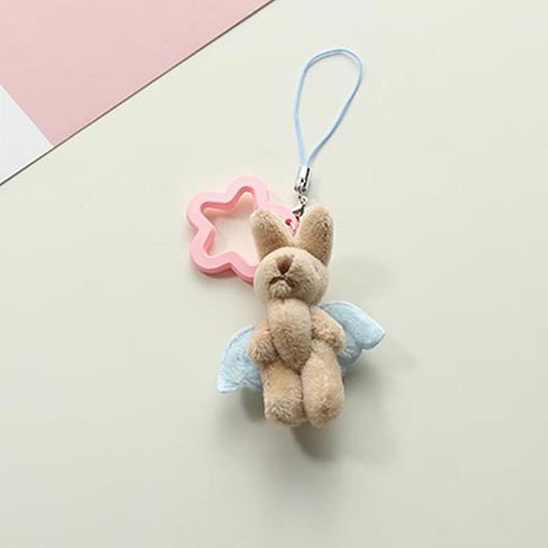 

Милый ангел крылья кролик цветок мобильный телефон брелок кулон сумка украшение девчачье сердце плюшевый кролик телефон чехол шнурок подарки розовый