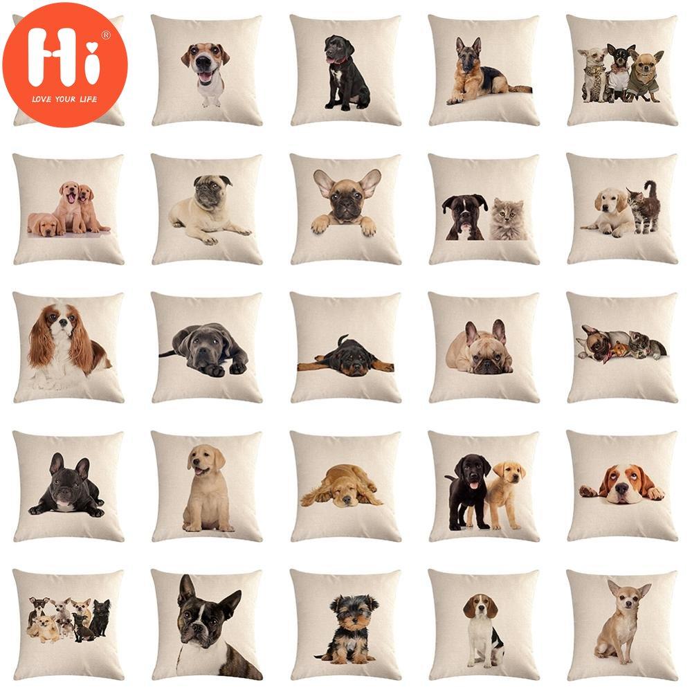 

Привет 18-дюймовая наволочка с милым рисунком собаки, сиденье, диван, спальня, поясничная подушка, украшение для дома, наволочка