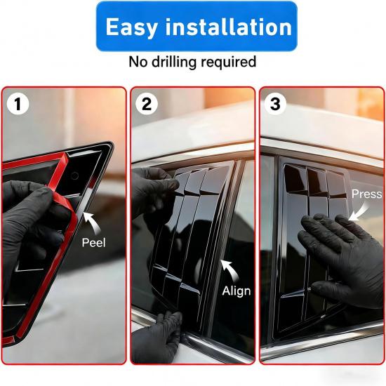 Compatible with Toyota Camry 8th Gen 2024 2023 2022 2021 2020 2019 2018 Accessories Car Rear Side Window Louvers Air Vent Scoop Shades Cover Trim