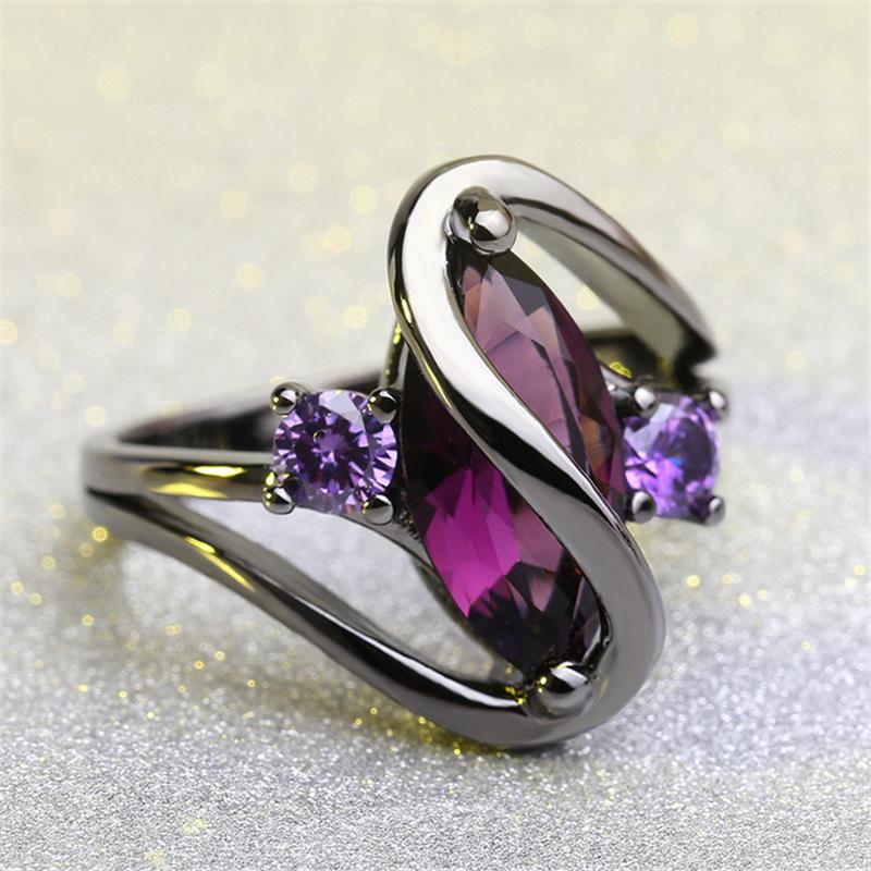Sapphire Marquise Ring for Women in Black Gold Finish