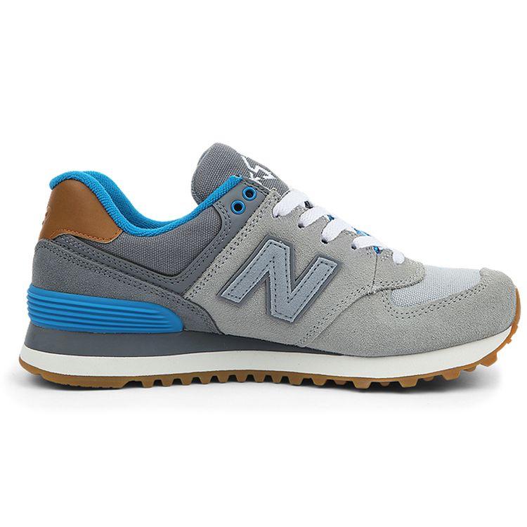 New Balance Nb 574 Collegiate Retro Sports Fabric Low Top Marathon Running Shoes Women sneaker Gray Blue Brown WL574AMB