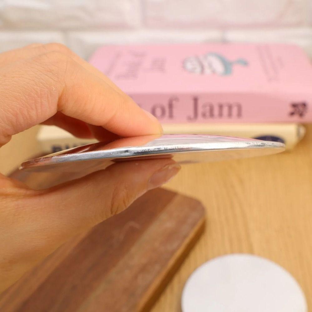Metal Hand-held Selfie Mirror Mini Size Wide-Angle Reflection Convex Mirror Compact Silver Pocket Mirror Travel Photography