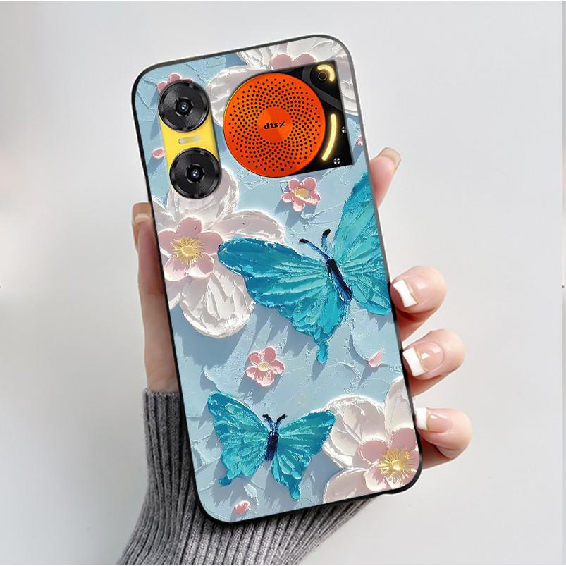 Printing Case For ZTE Nubia Music 2 Music2 Soft Silicone Black Shell For ZTE Nubia Music Z2353 Cover Cute Flower Cartoon Casing