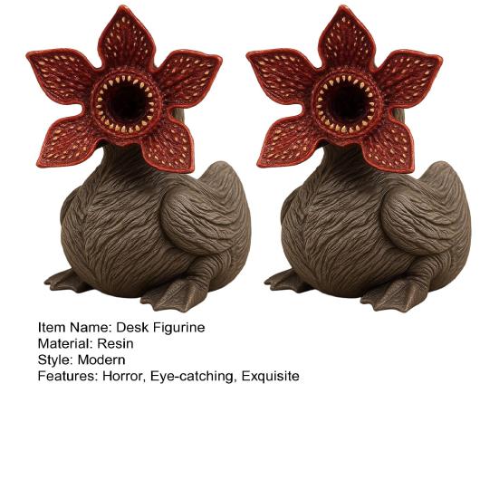 Resin Duck Figurine Collectible Horror Duck Ornament Spooky Halloween Decoration for Office Desktop Car Dashboard Decor