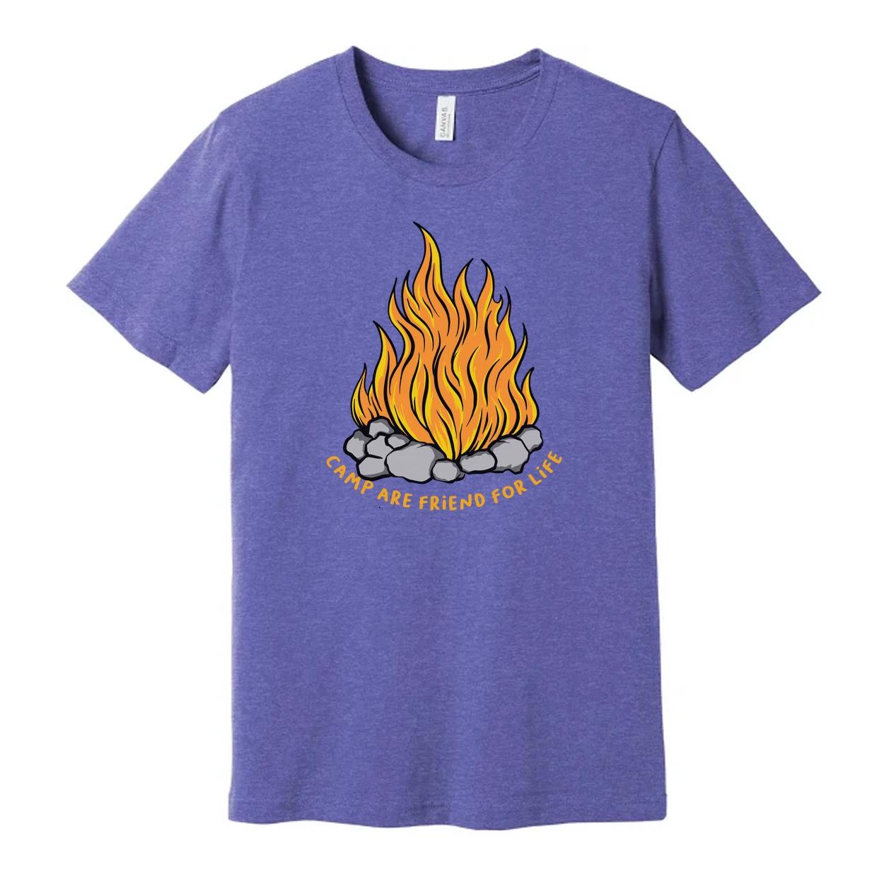 

Unisex Campfire Graphic Tee With Flame Design And Rock Fire Pit For Outdoor Adve L