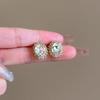 Zircon Super Flash Stud Earrings Round Pigeon Egg Light Luxury Niche Design High-End Earrings Full Of Diamond Earrings Women