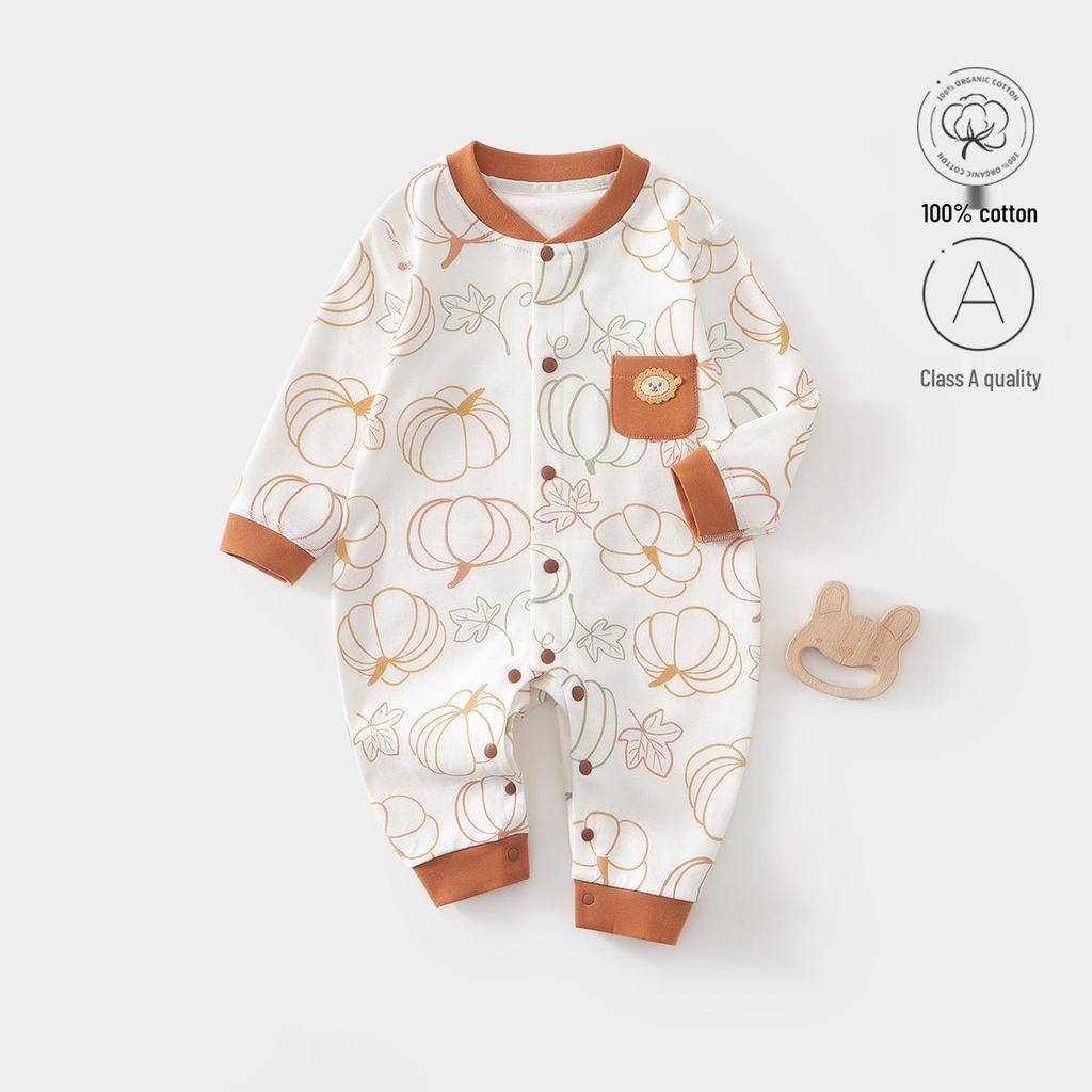 Autumn/Winter Pure Cotton Bodysuit for Babies - No-Bone Design for Indoors & Outdoors