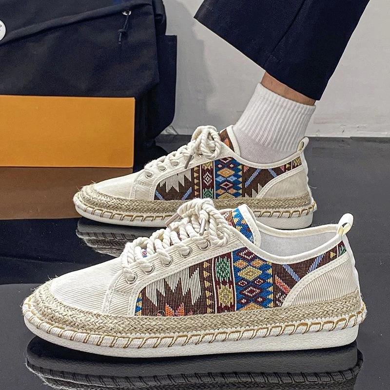 Fashion Casual Shoes for Men Lightweight Graphic Lace Up Man Shoe Flat Espadrilles Adults Common Non-leather Classic Original Sneakers