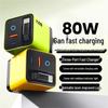 80W GaN-Ladegerät mit einziehbarem Kabel für Handys, Tablets und Laptops - CE-zertifiziert